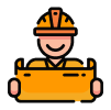 Man with hard hat and a plan
