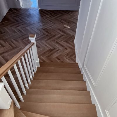Stairs and floors installed by Flooring Hardwood Plus