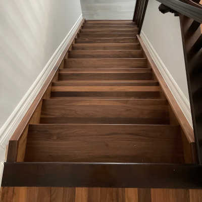 Stairs and floors installed by Flooring Hardwood Plus
