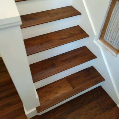 Stairs and floors installed by Flooring Hardwood Plus